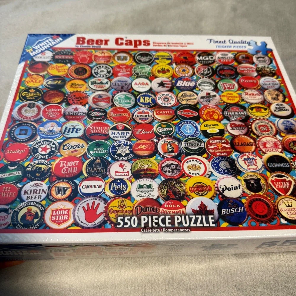 White Mountain Beer‎ Caps 550 Piece Puzzle New Sealed
